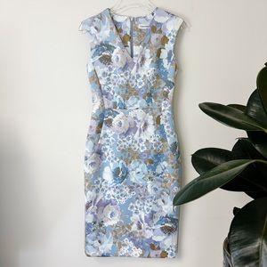 Calvin Klein NWT Floral Printed Sheath Dress Zip Back